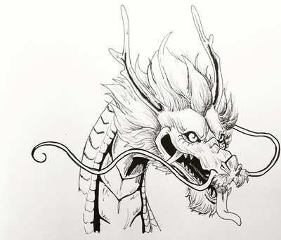 400x341 Chinese Dragon Sketch By Ajwensloff - Chinese Lion Sketch