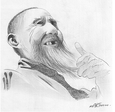 477x466 Wise Chinese Man Pencil Sketch Marty - Chinese Man Sketch