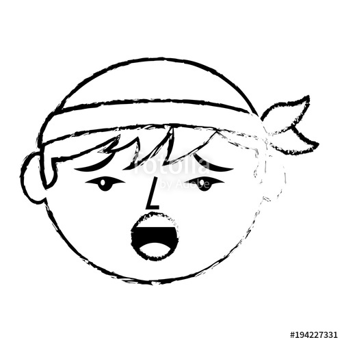 500x500 Cartoon Sad Face Chinese Man Vector Illustration Sketch Style - Chinese Man Sketch