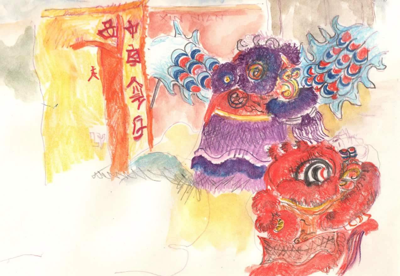 1273x878 Drawing Attention January 2017 Urban Sketchers - Chinese New Year Sketch