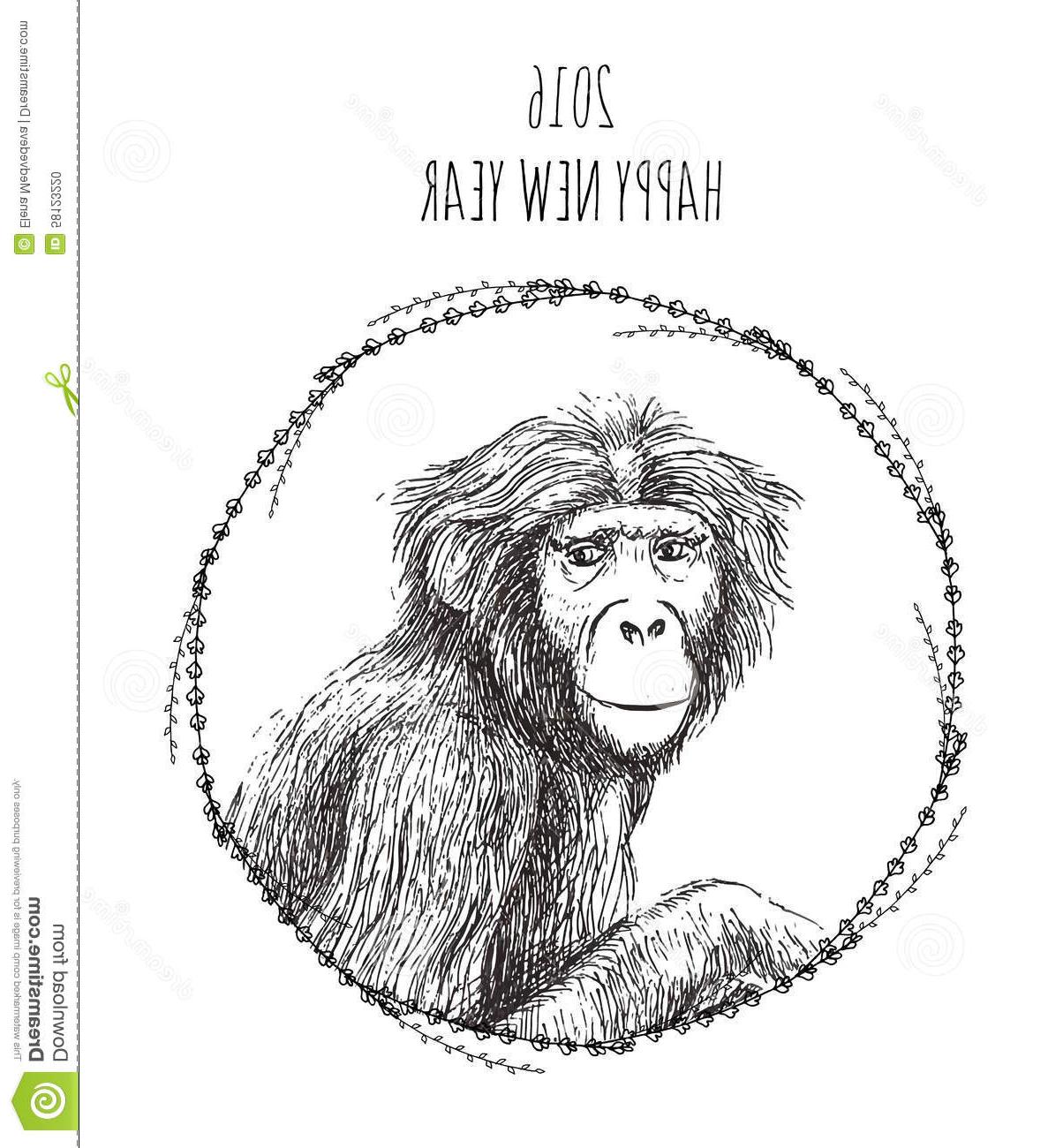 1204x1300 Top 10 Chinese New Year Monkey Sketch Vector Illustration Cards - Chinese New Year Sketch