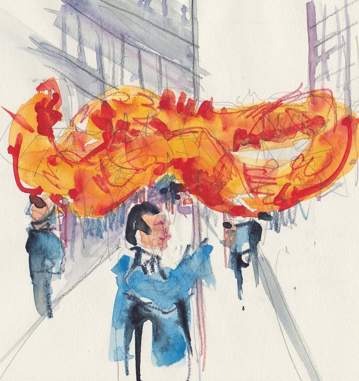 1200x1271 Urban Sketchers S.f. Bay Area Chinese New Year Parade - Chinese New Year Sketch