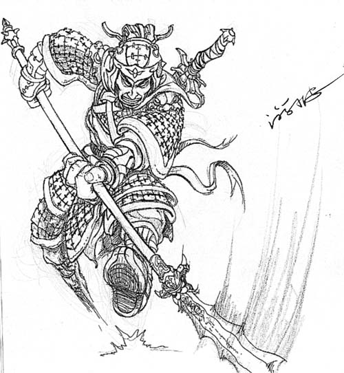 500x542 Sketch Of Chinese Warrior By Benryyou - Chinese Sketch