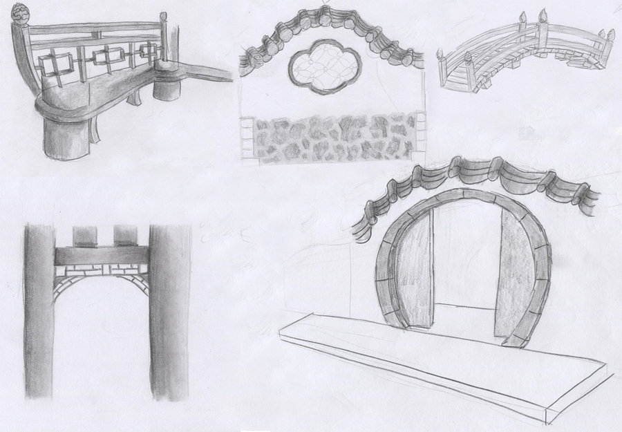 900x625 Chinese Temple Concept Sketches By Gkwill - Chinese Temple Sketch