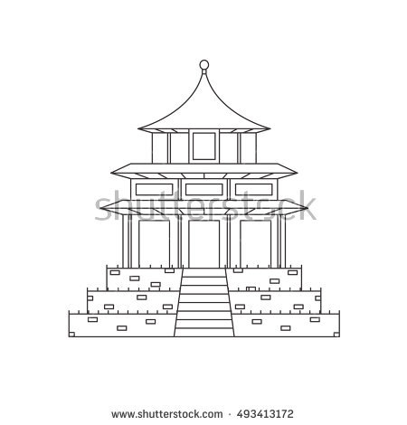 Chinese Temple Sketch at PaintingValley.com | Explore collection of