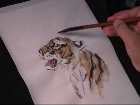 480x360 How To Draw A Roaring Tiger In Chinese Brush Painting - Chinese Tiger Sketch