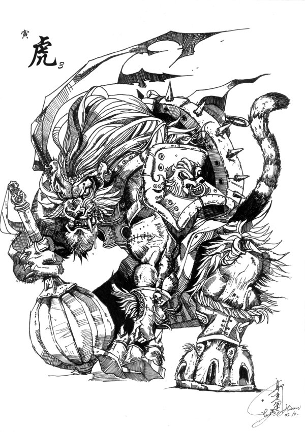600x851 Chinese Monster Zodiac Tiger By Eyue - Chinese Tiger Sketch