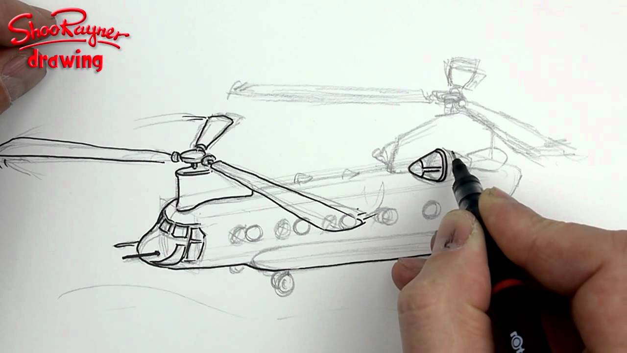 1280x720 How To Draw A Chinook Helicopter - Chinook Sketch