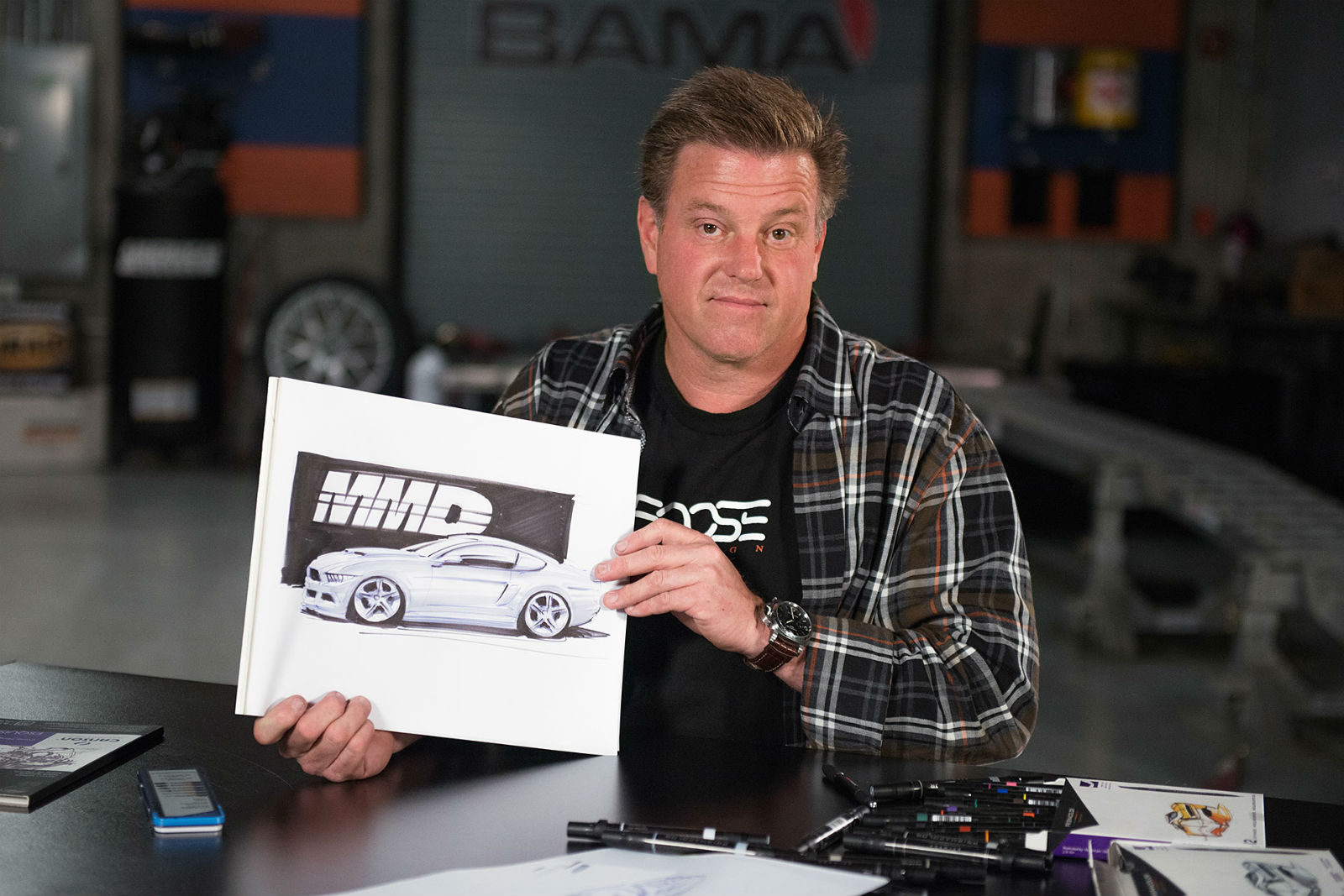 1600x1067 Chip Foose With Mmd 2015 Mustang Gt Sketch - Chip Foose Mustang Sketch