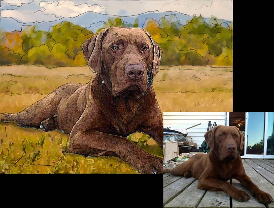 904x688 Wedding Gift Painting Of A Chocolate Lab - Chocolate Lab Sketch