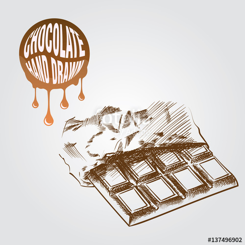 500x500 Bar Of Chocolate Hand Drawn Sketch Isolated On White Background - Chocolate Sketch