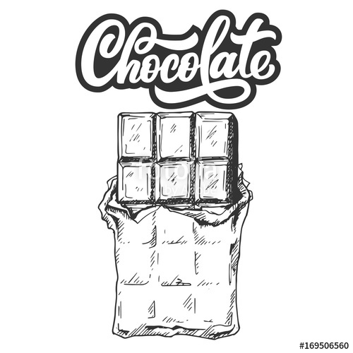 500x500 Hand Drawn Chocolate Bar With Custom Lettering, Black And White - Chocolate Sketch