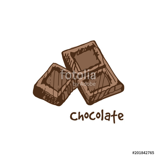 500x500 Hand Drawn Chocolate. Sketch, Vector Illustration. Stock Image - Chocolate Sketch