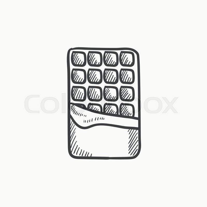 800x800 Opened Bar Of Chocolate Vector Sketch Icon Isolated On Background - Chocolate Sketch