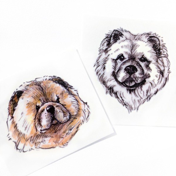 600x600 Pet Animal Temporary Tattoo Stickers Chow Chow Corgi Pug Minimal - Chow Chow Sketch