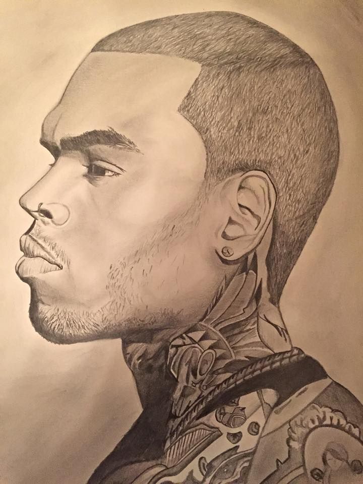 720x960 Chris Brown Drawing By On - Chris Brown Sketch
