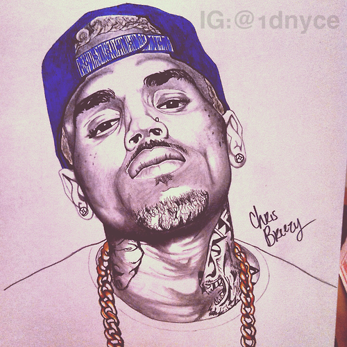 500x500 Chris Brown On Twitter Fan Made Drawing Of - Chris Brown Sketch