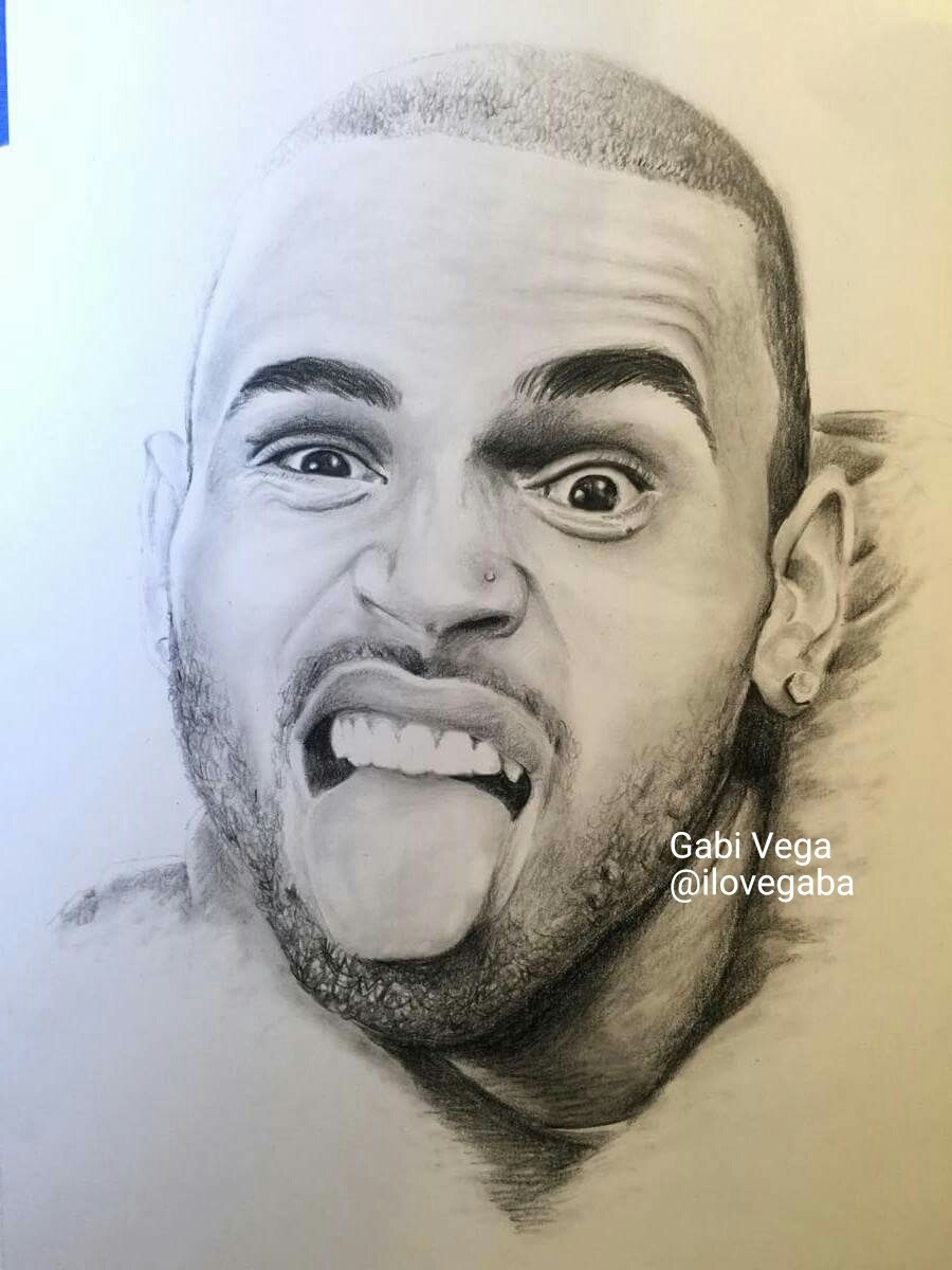 900x1200 Chris Brown Portrait By Gabi Vega - Chris Brown Sketch