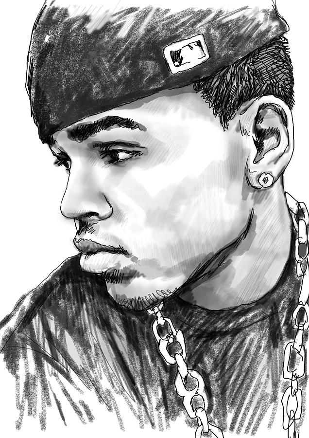 636x900 Chris Brown Art Drawing Sketch Portrait Drawing By Kim Wang - Chris Brown Sketch