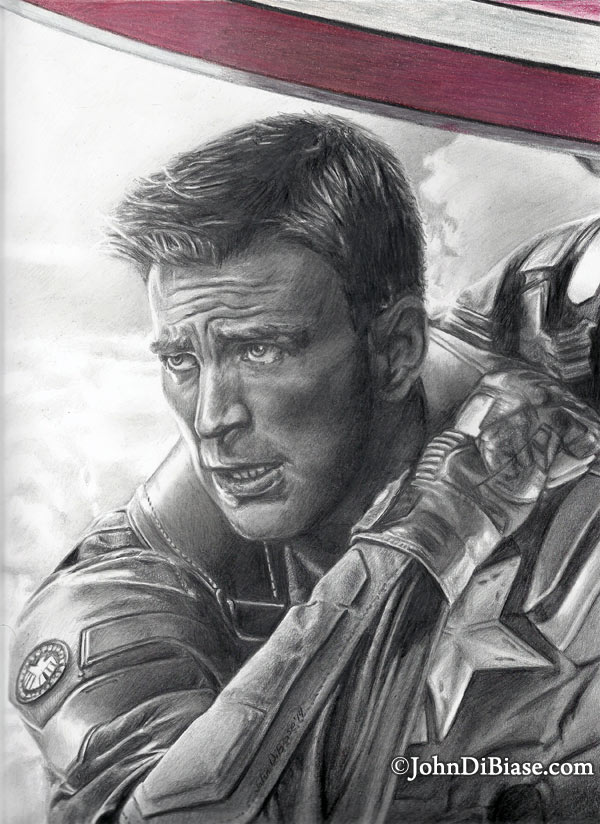 600x824 Pencil Drawing Of Chris Evans As Captain America In - Chris Evans Sketch