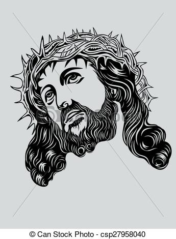 345x470 Jesus Christ Face, Art Vector Design. - Christ Sketch
