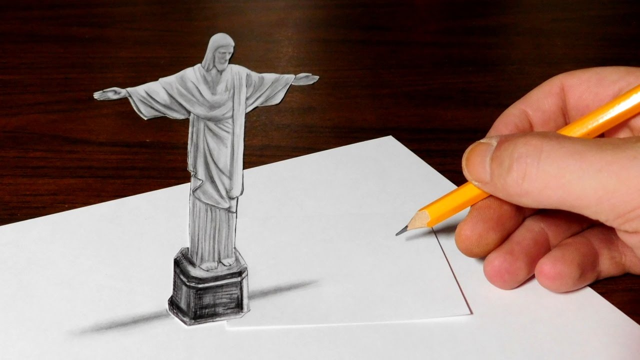 1280x720 Drawing Christ The Redeemer Statue - Christ The Redeemer Sketch