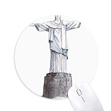 355x355 Christ The Redeemer In Brazil Round Non Slip Rubber - Christ The Redeemer Sketch