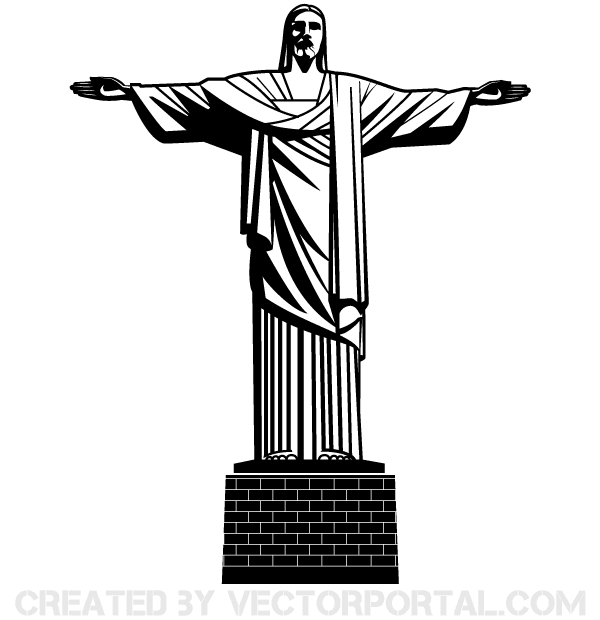 600x620 Statue Clipart Vector - Christ The Redeemer Sketch