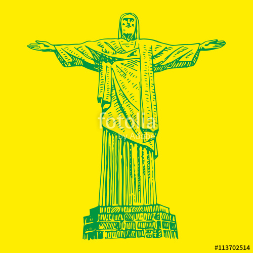 500x500 The Christ The Redeemer Statue In Rio De Janeiro, Brazil. Vector - Christ The Redeemer Sketch