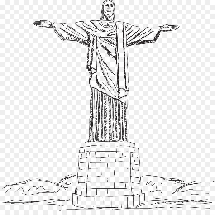 900x900 Christ The Redeemer Beautiful Image Drawing Drawing Skill - Christ The Redeemer Sketch