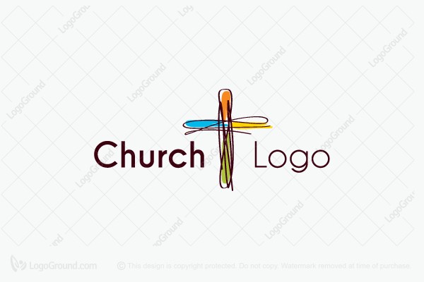 600x400 Cross Sketch Logo - Christian Cross Sketch