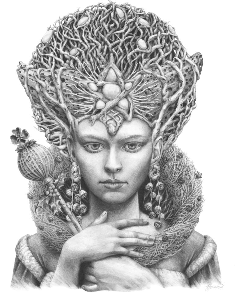 770x963 Christmas Angel Drawing By Fiona Francois Saatchi Art - Christmas Angel Sketch