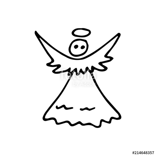500x500 Hand Drawn Christmas Angel Doodle. Sketch Style Icon. Decoration - Christmas Angel Sketch