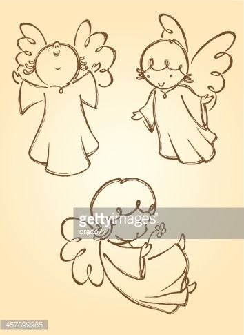 354x485 Vector Art Cute Angels Designs Angels Angel - Christmas Angel Sketch