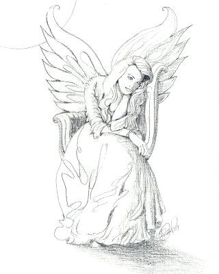 320x400 Angel Drawing Images Justmma - Christmas Angel Sketch