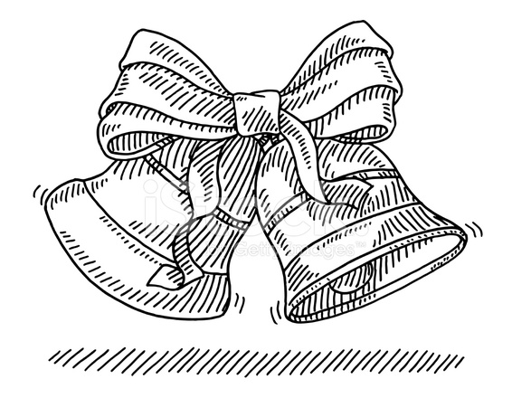 566x440 Christmas Bells Ribbon Drawing Stock Vector - Christmas Bell Sketch