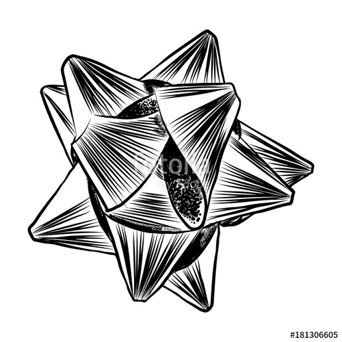 500x500 Bow. Hand Drawn Elements For Design Greeting Card, Wedding - Christmas Bow Sketch