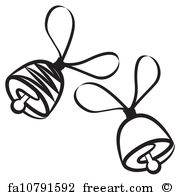 180x195 Free Art Print Of Bell Sketch For Christmas Or Wedding With Bow - Christmas Bow Sketch