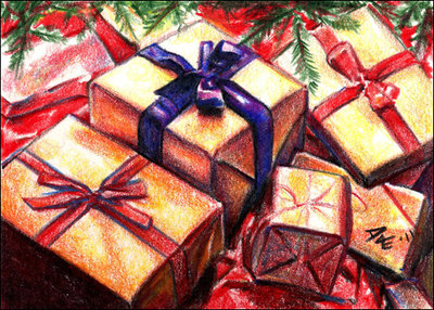 400x286 Christmas Card Sketches Presents By Robd4e - Christmas Card Sketches