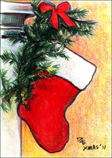 375x525 Christmas Card Sketches Stocking By Robd4e - Christmas Card Sketches
