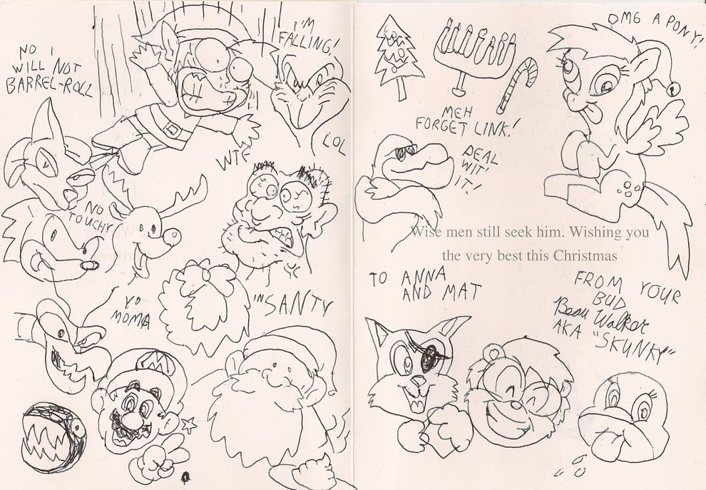 990x687 Christmas Card Stupid Sketches By Beau Skunk - Christmas Card Sketches