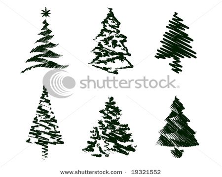 450x358 Grungy Christmas Tree Sketches Thread Sketching - Christmas Decorations Sketches