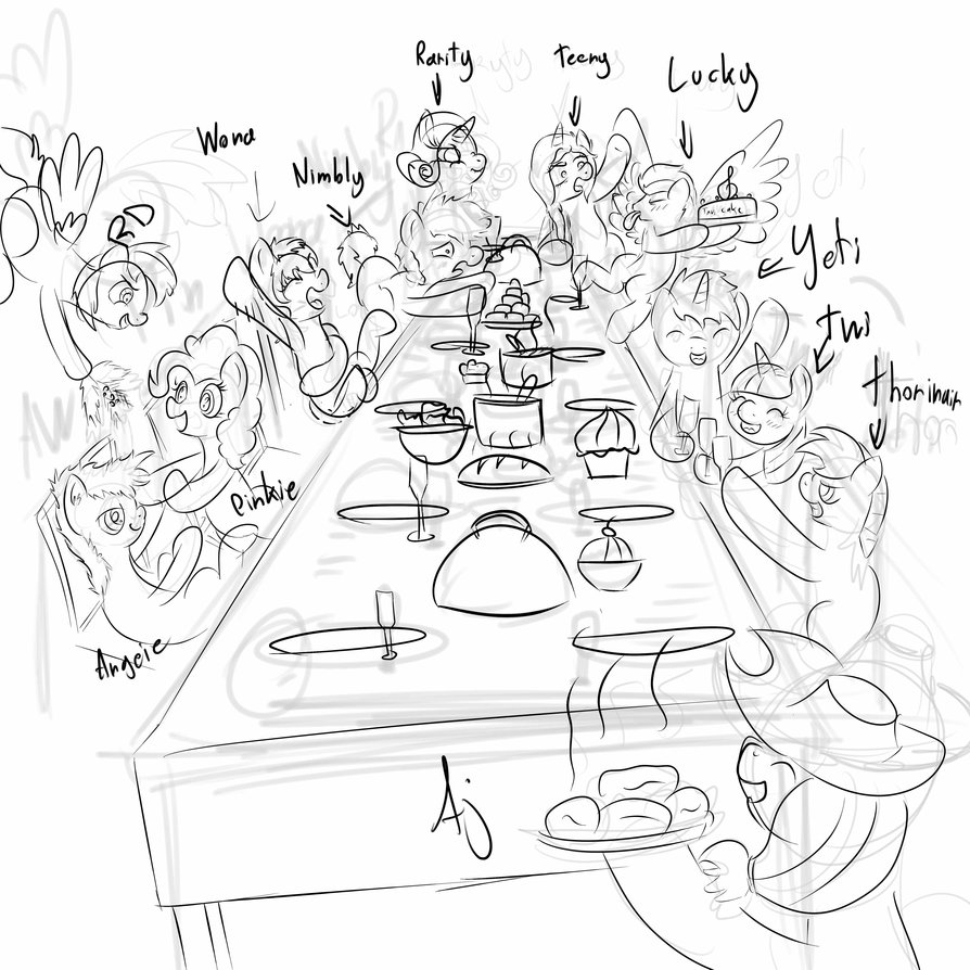 894x894 Christmas Dinner Sketch By Angelwing314 - Christmas Dinner Sketch
