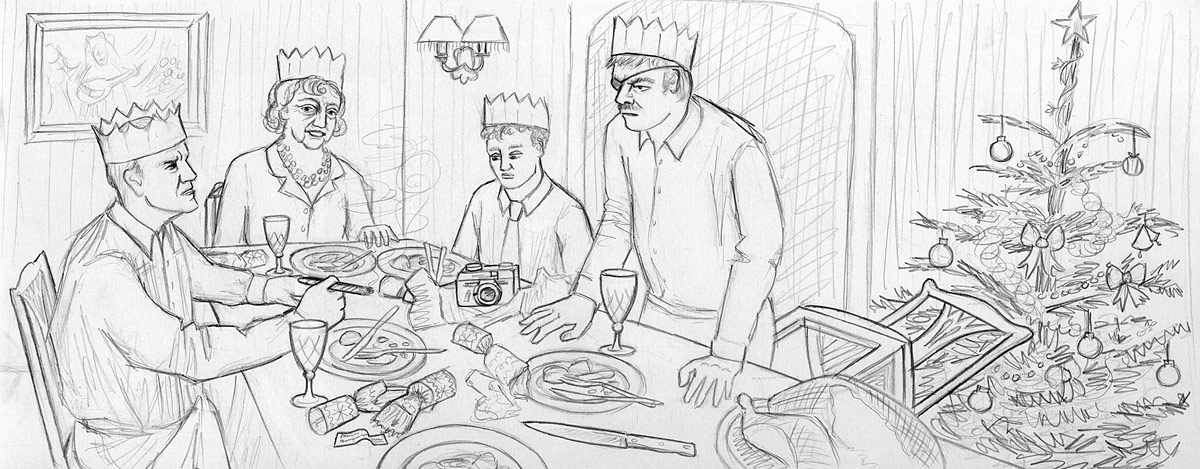 1200x469 Christmas Dinner - Christmas Dinner Sketch