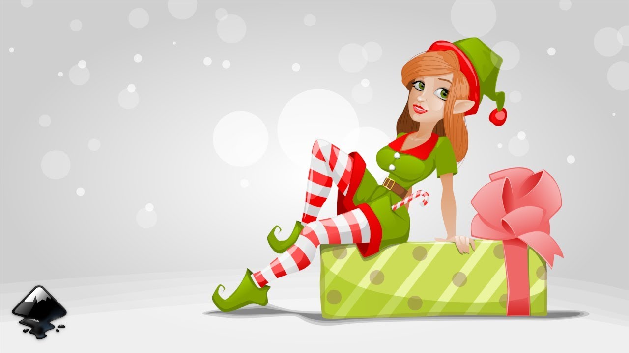 1280x720 How To Draw A Cute Christmas Elf In Inkscape (Sketch In Krita - Christmas Elf Sketch