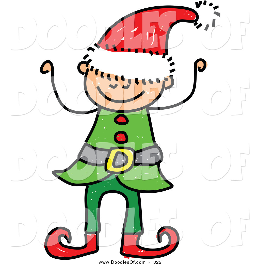 1024x1044 Vector Clipart Of A Childs Sketch Of A Happy Christmas Elf Boy By - Christmas Elf Sketch
