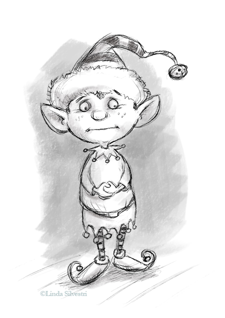 450x636 Elf Sketched Out - Christmas Elf Sketch