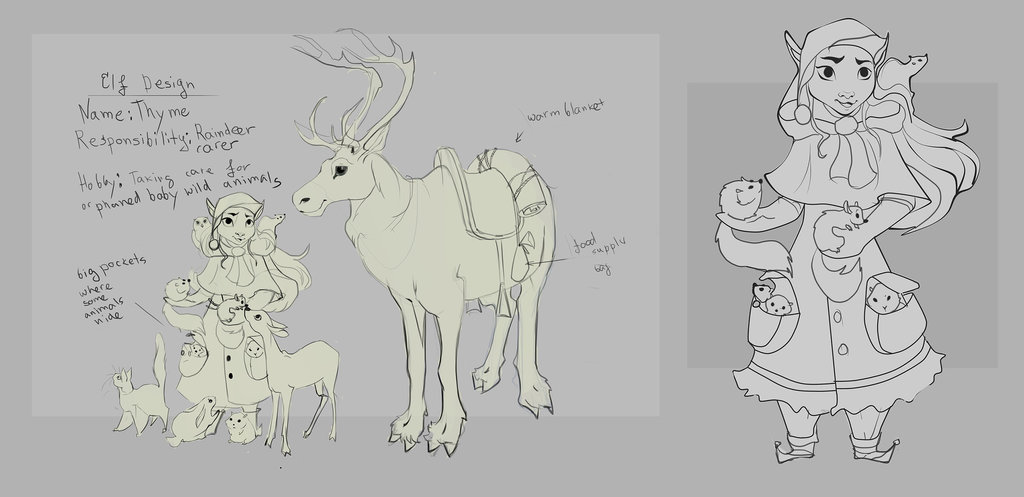 1024x497 Christmas Elf Design Sketch By Dimikka - Christmas Elf Sketch