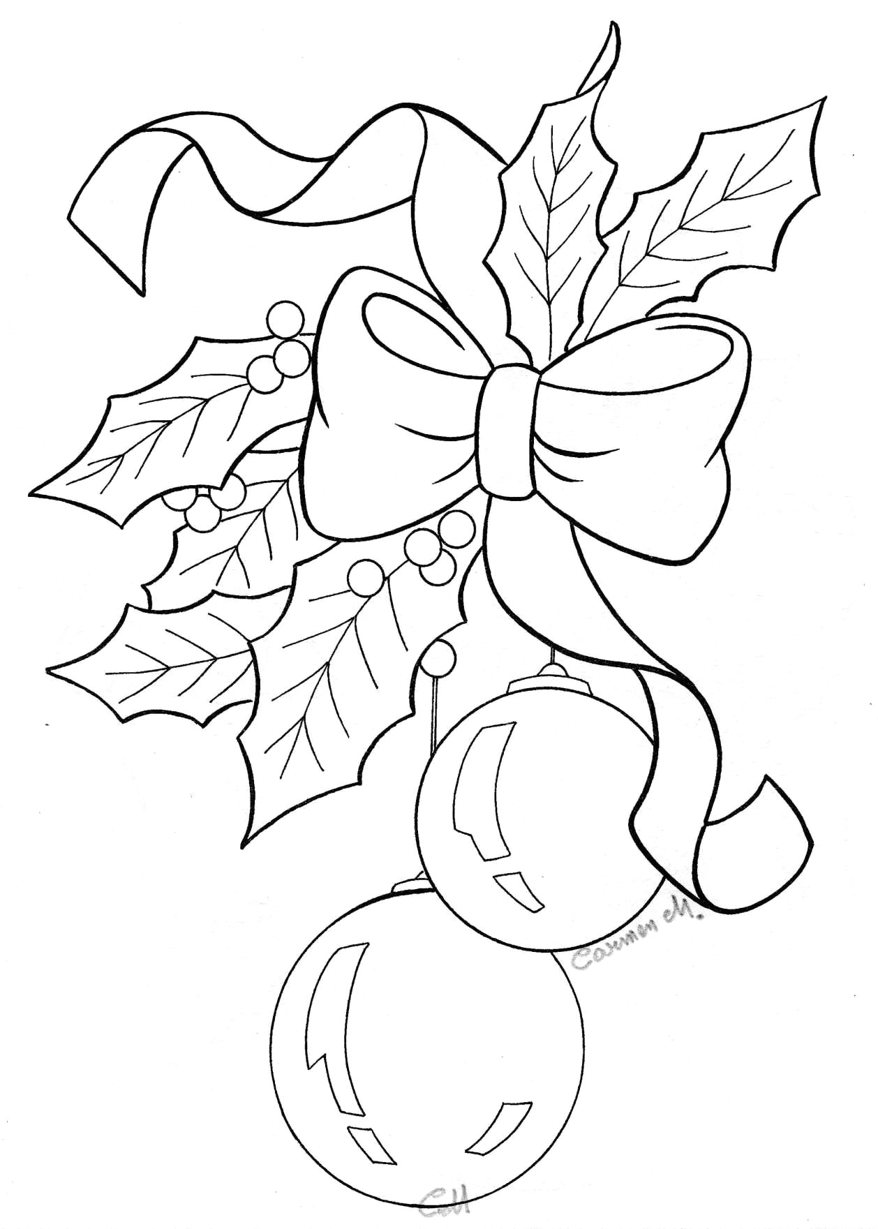 580 Coloring Pages Of Christmas Holly Pictures