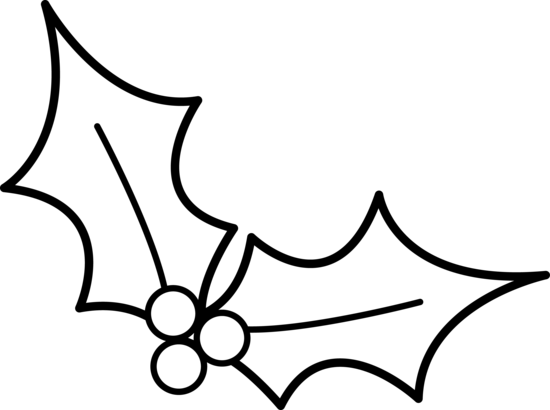 550x410 Black And White Holly Leaf Clip Art - Christmas Holly Sketch
